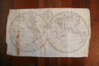 Старинная карта мира "Map of the World from the Best Authorities" начала 19 века. Эта карта - иллюстрация из издания "An Atlas to Guthrie's Geographical Grammar 1804". Карта напечатана на бумаге и несмотря на некоторые изъяны, связанные с ее длительным и
