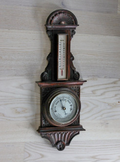 Антикварная английская метеостанция (барометр с термометром) Викторианской эпохи